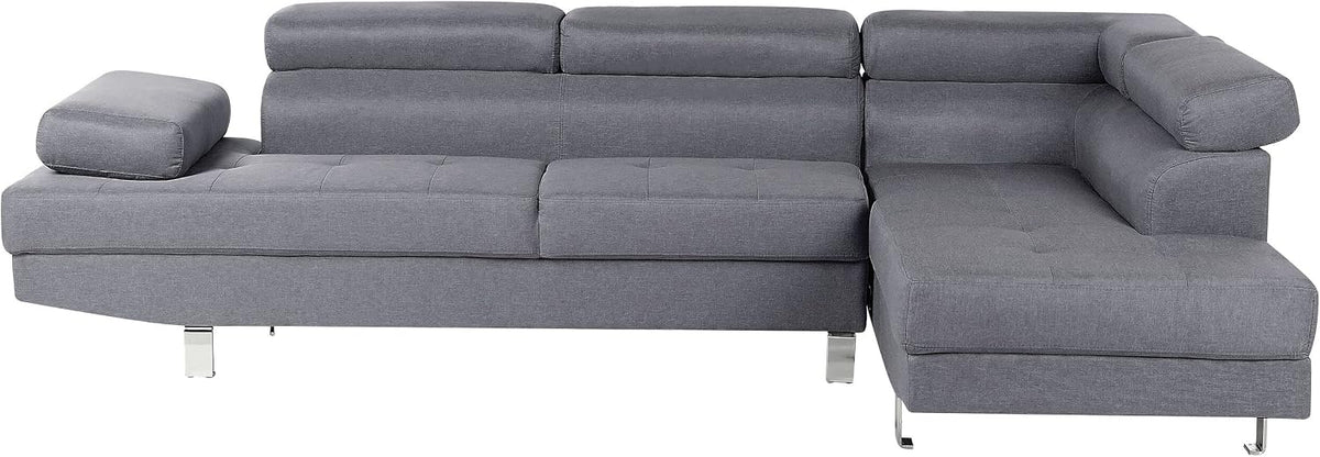 Sofa, Beliani, 193x50 cm, Szary, metal, 5-osobowy, regulowane podłokietniki