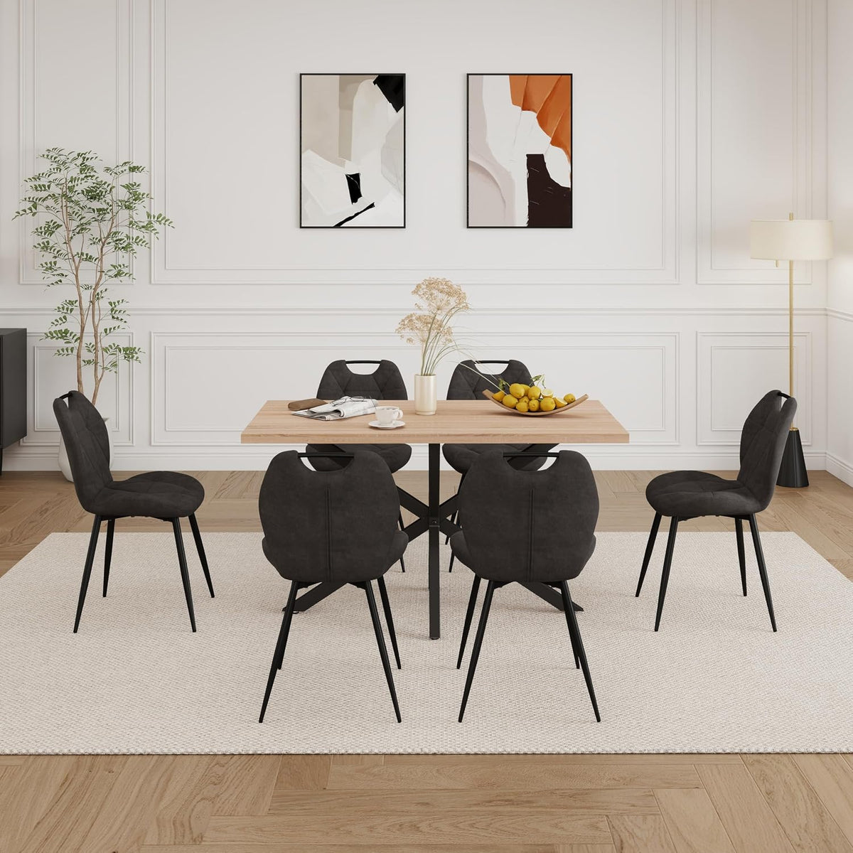DEYARNA HOME, Zestaw mebli do jadalni, 140 cm, Czarny, MDF