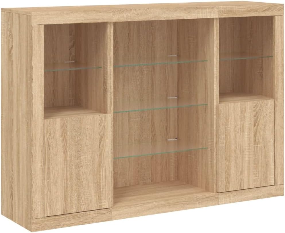 vidaXL, Kredens, 142,5 x 37 x 100 cm, 5 V, Brązowy, materiał drewnopochodny, miejsce do przechowywania, oświetlenie LED, USB