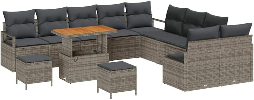 Sofa, vidaXL, Szary, polirattan, modułowa konstrukcja, odporność na warunki atmosferyczne