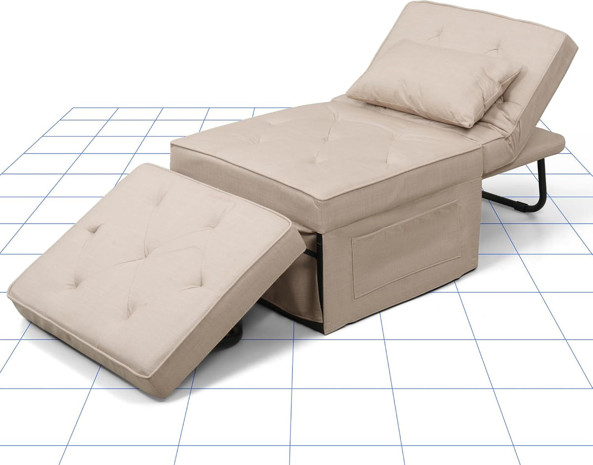 Sofa, FLEXISPOT, 4 W, 300 kg, Biały, regulowane oparcie, składana konstrukcja, 3 w 1