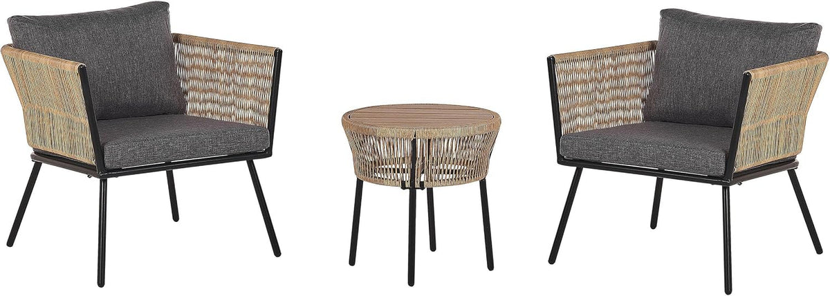 Meble bistro, Beliani, 70x68x72 cm, Szary, polirattan, ochrona UV