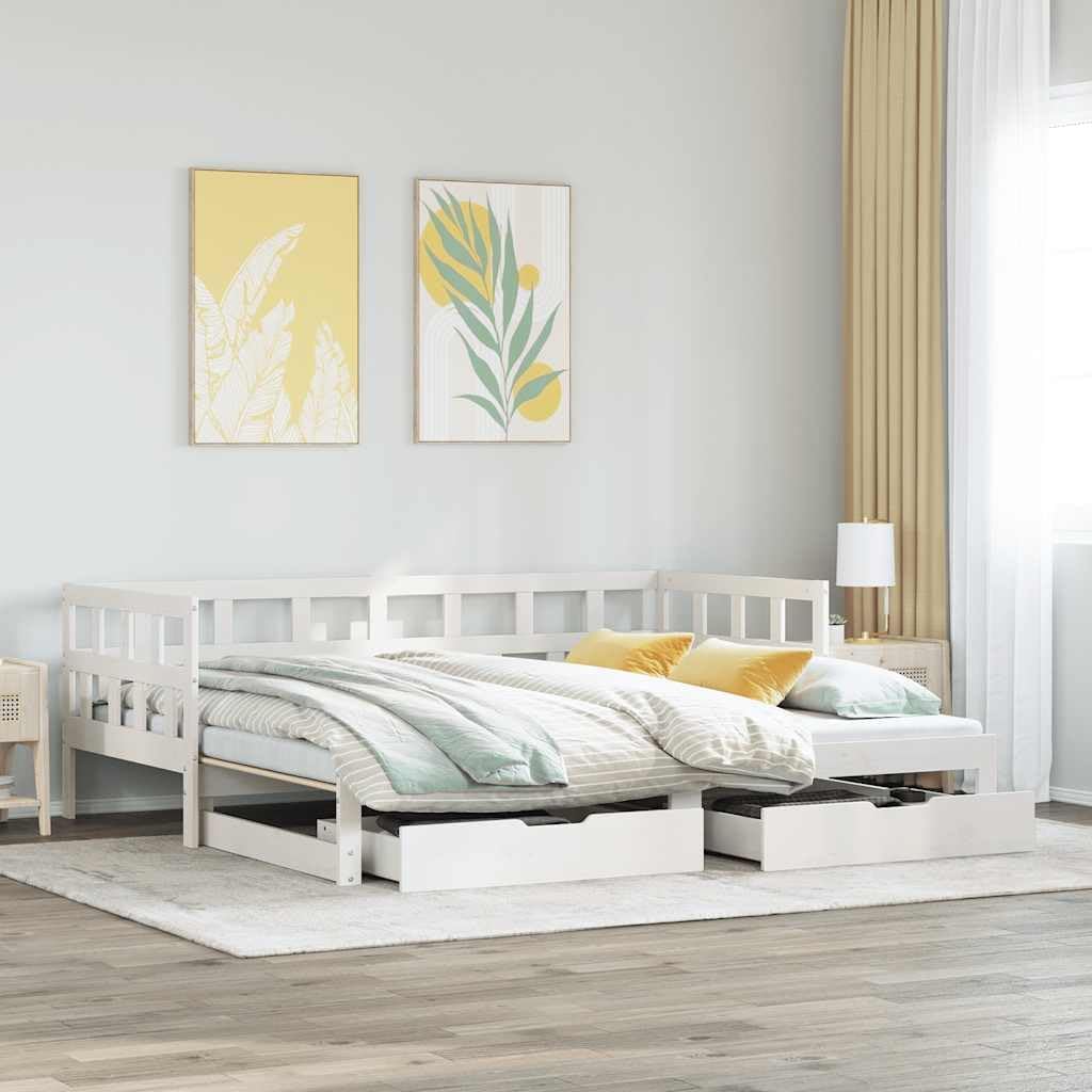 Tonture, Sofa, 90 x 200 cm, 2 W, Biały, lite drewno, funkcja spania, 2 w 1