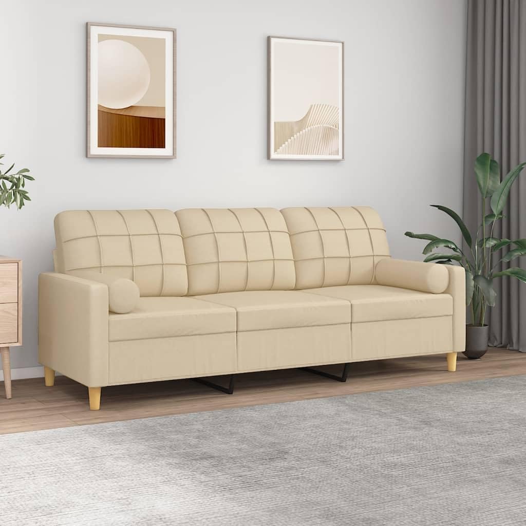 Keeushr, Sofa, 180 cm, Beżowy, metal, 3-osobowa
