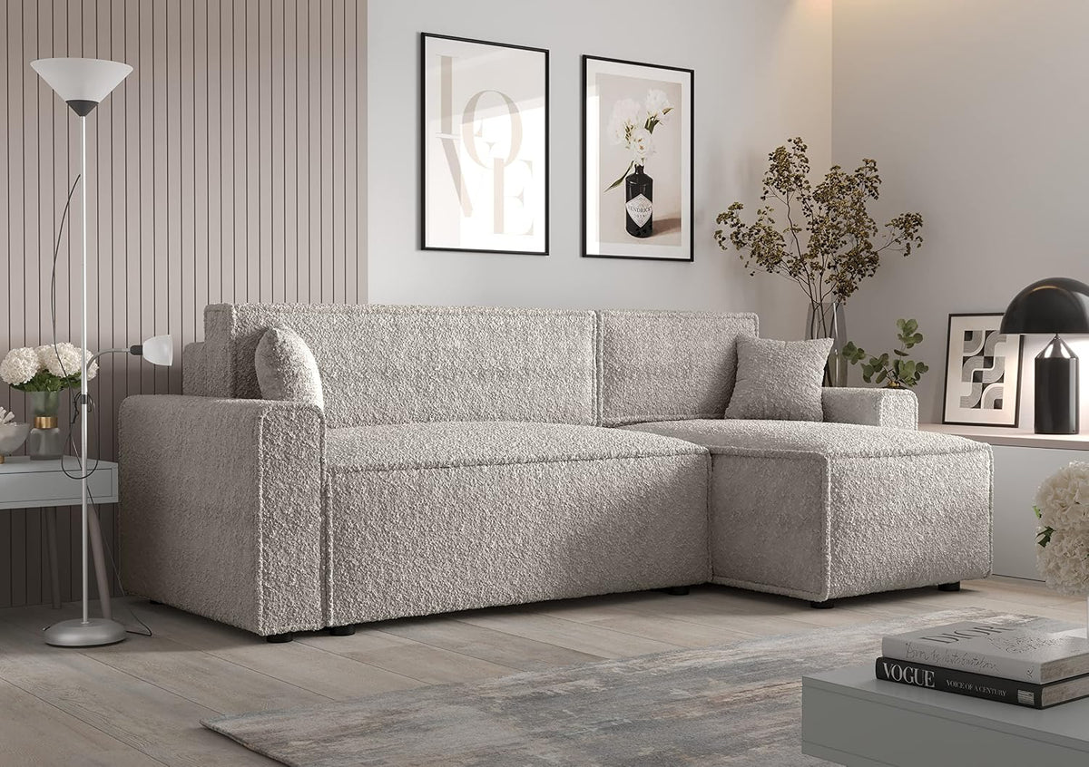 Sofa narożna, 3E 3xE living.com, 252 cm, Szary/Brązowy, 2-osobowa, funkcja spania