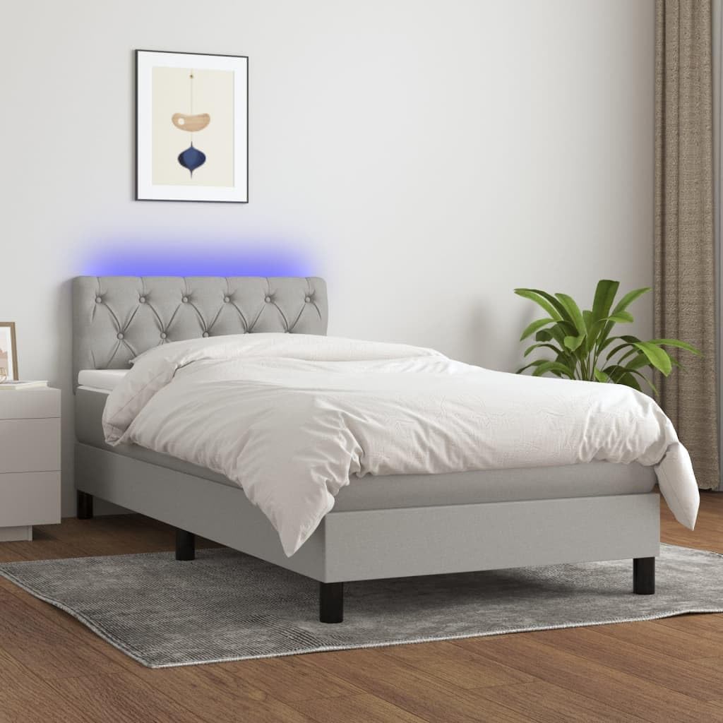 Kaloriko, Łóżko kontynentalne, 80 x 200 cm, 5 V, Szary, lite drewno, regulowana wysokość, oświetlenie LED, USB