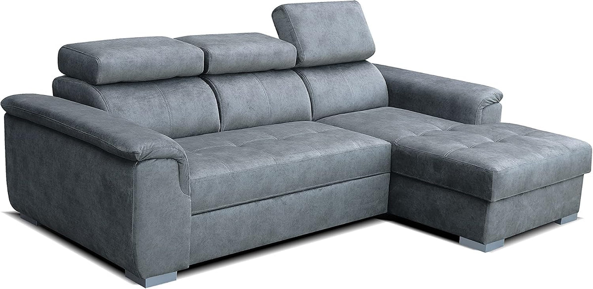 Sofa narożna, Robin, 190 x 125 cm, Srebrny, funkcja spania
