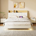 Rama łóżka, HYTKKBD, 140 x 200 cm, Biały, MDF, oświetlenie LED, USB