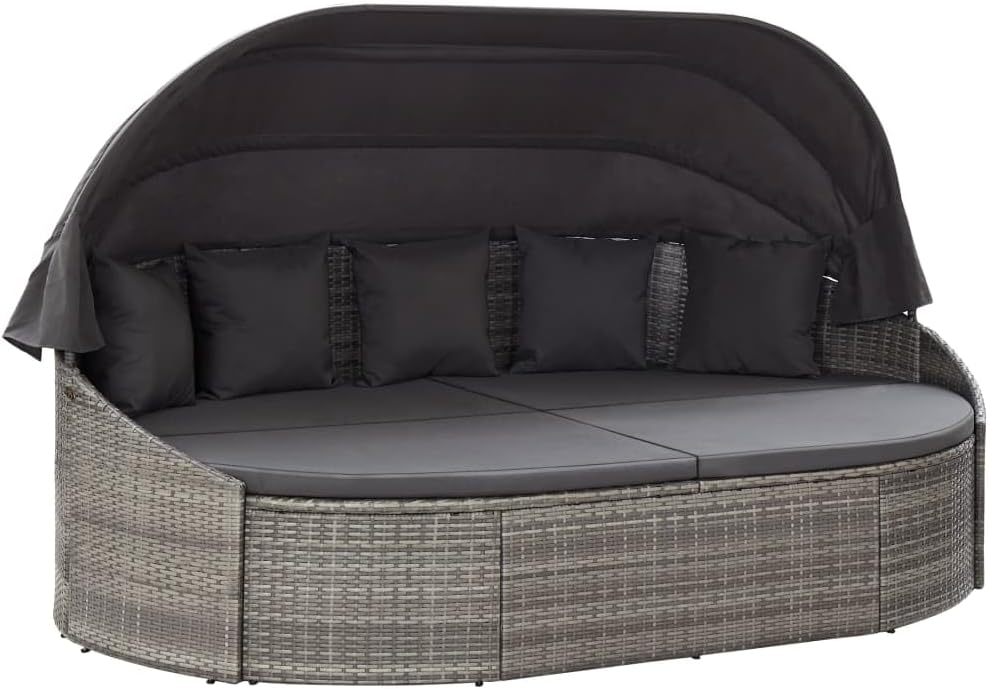 Szezlong, vidaXL, 230 x 145 x 141 cm, Szary, polirattan, ochrona UV