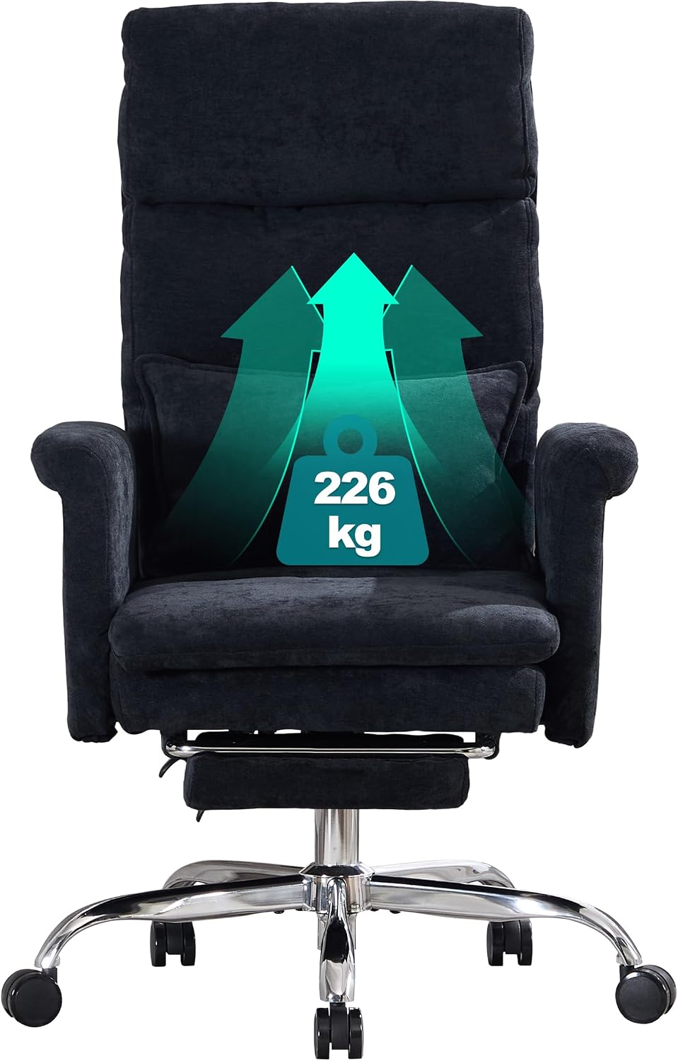 Krzesło biurowe, UEV, 226 kg, Czarny/Niebieski, regulowane podłokietniki, regulowane oparcie, składana konstrukcja