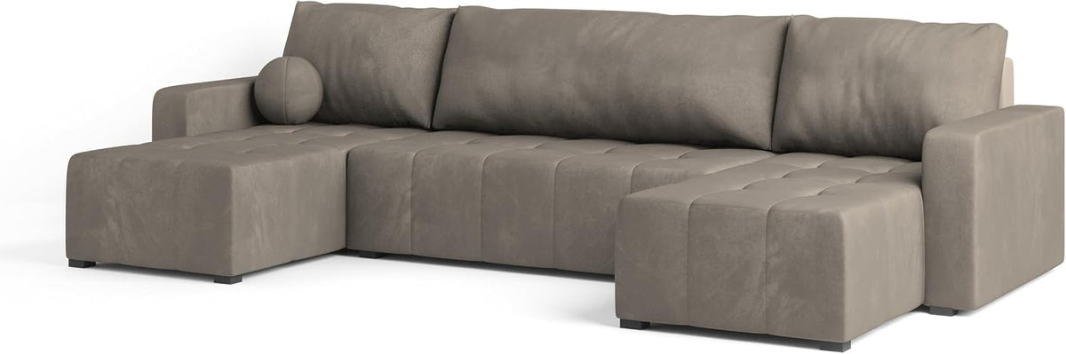 Sofa rozkładana, Masseno, 130x265 cm, Beżowy, płyta wiórowa, funkcja spania, miejsce do przechowywania