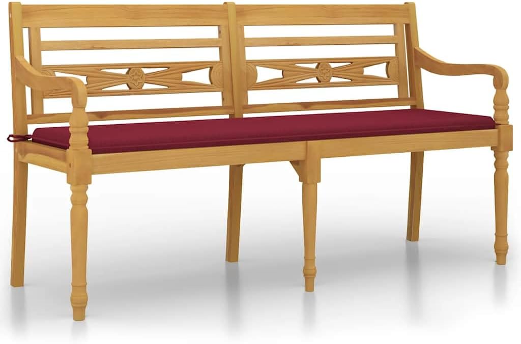 Ławka, HGBNMER, 150 cm, Czerwony, lite drewno
