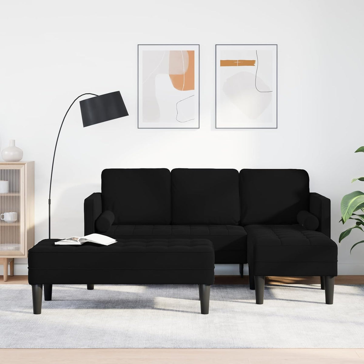 Sofa, RMIHSJG, 15 cm, Czarny, 3-osobowa