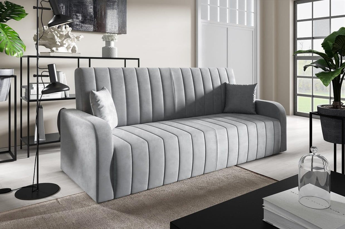 Sofa, LIKMA, 214 cm, Szary, funkcja spania