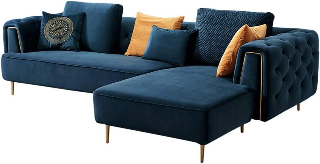 Sofa narożna, RUBEZA, 285 cm, Niebieski