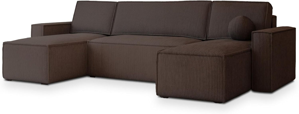Sofa rozkładana, Masseno, 130x266 cm, Brązowy, płyta wiórowa, funkcja spania, miejsce do przechowywania
