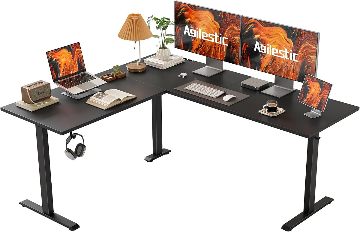 Agilestic, Biurko, 160 x 140 cm, 55 dB, Czarny, 2 szuflad