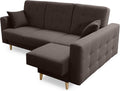 Sofa narożna, Robin, 190 x 120 cm, Brązowy/Czarny, funkcja spania
