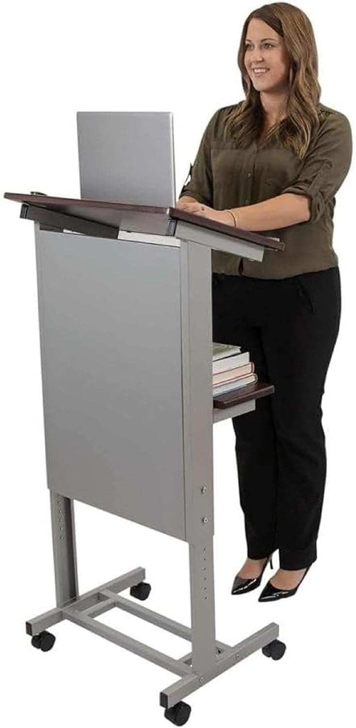 S Stand Up Desk, Pulpity i mównice, 65 cm, 65 kg, Srebrny, regulowana wysokość