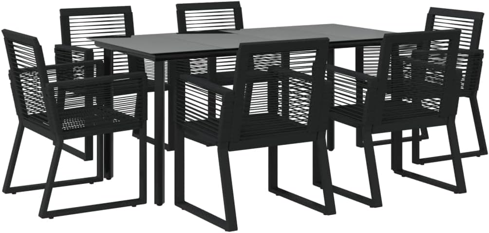 Zestaw mebli do jadalni, vidaXL, 160 x 80 x 74 cm, Czarny, stal malowana proszkowo, ochrona UV