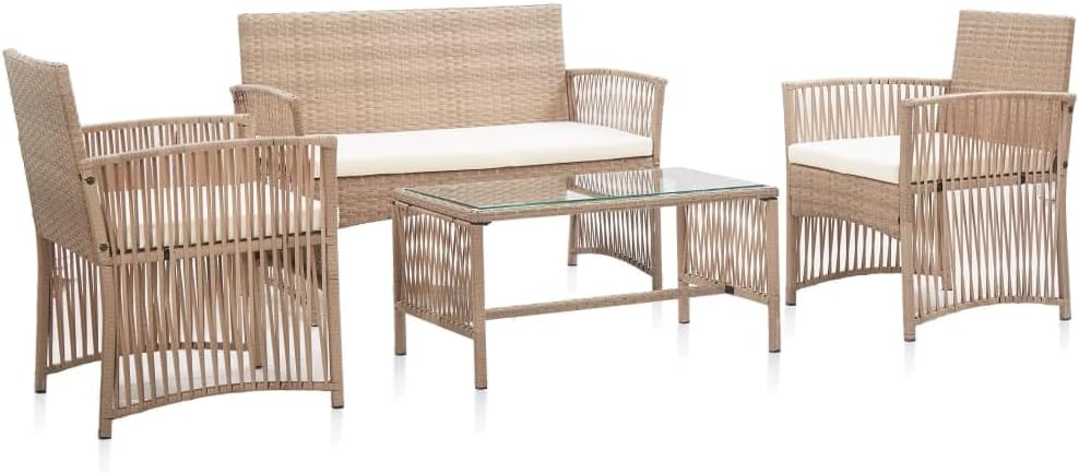 Teenpull, Zestaw wypoczynkowy, 109 x 58 x 76 cm, Beżowy, polirattan, odporność na warunki atmosferyczne