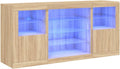 Kredens, pokgdf, 142,5 x 37 x 67 cm, Brązowy, oświetlenie LED, USB