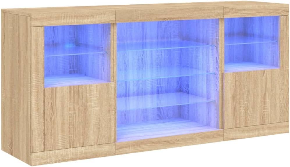 Kredens, pokgdf, 142,5 x 37 x 67 cm, Brązowy, oświetlenie LED, USB