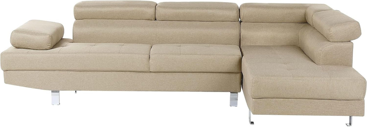 Sofa, Beliani, Beżowy, metal, 5-osobowy, regulowane podłokietniki