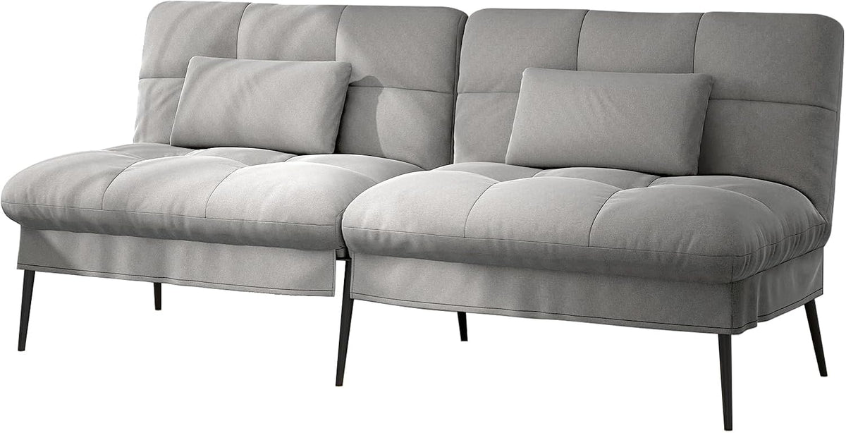 Sofa rozkładana, COMHOMA, 2 W, Szary, metal, 3-osobowa, funkcja spania, regulowane oparcie, 2 w 1