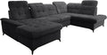 Sofa narożna, Robin, 343 x 210 x 90 cm, Czarny/Szary, płyta wiórowa, funkcja spania
