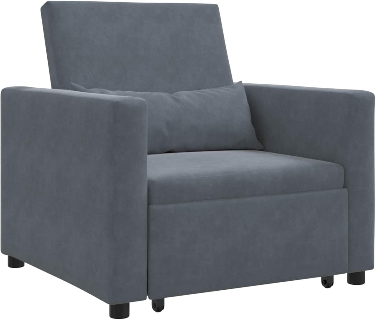 Sofa rozkładana, Keeushr, 90 x 165 x 87 cm, 3 W, Szary, aksamit, regulowane oparcie, 3 w 1