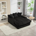 Sofa, YESGIGA, 125 x 155 x 63 cm, Czarny, sztruks, funkcja spania, składana konstrukcja