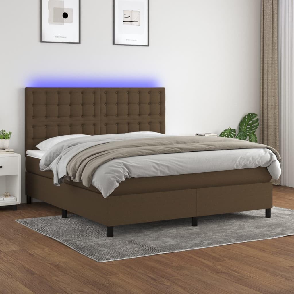 Łóżko kontynentalne, Tonture, 180 x 200 cm, 5 V, Brązowy, lite drewno, oświetlenie LED, USB