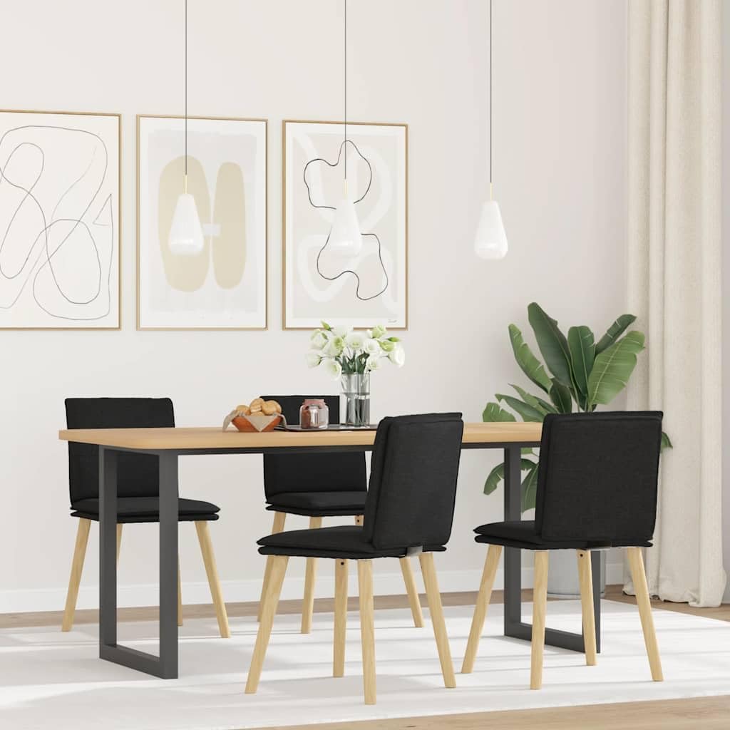 Zestaw 4 krzeseł do jadalni, FWIKDUN, 45 x 54 x 86 cm, 110 kg, Czarny, lite drewno