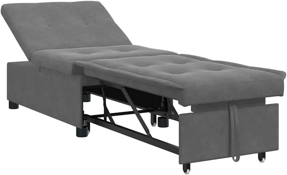Sofa, vidaXL, 194 x 67 x 82 cm, Szary, aksamit, funkcja spania