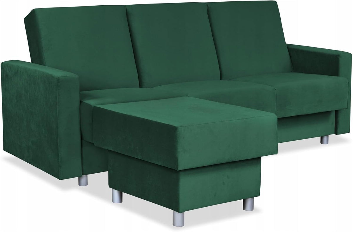 Family Meble, Sofa rozkładana, Zielony, funkcja spania, składana konstrukcja, modułowa konstrukcja