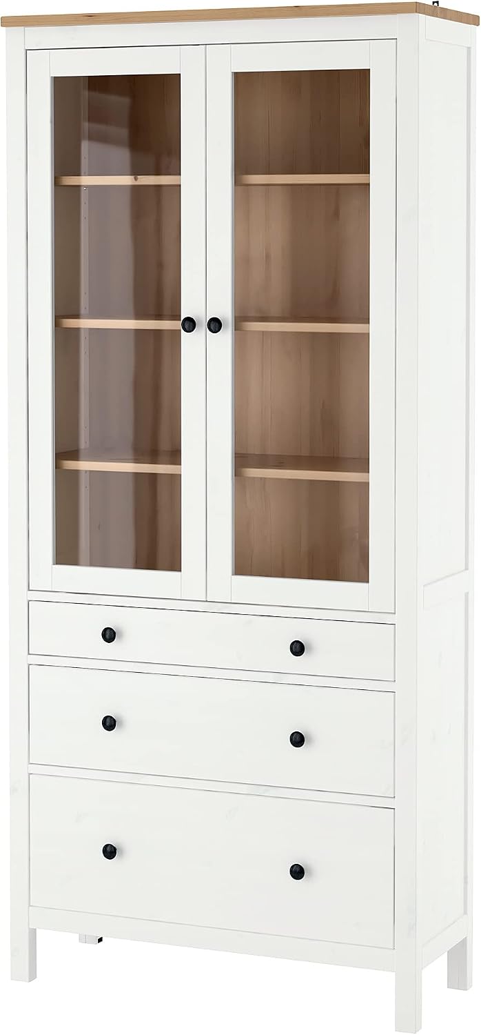 Ikea, Szafki, 90 x 197 cm, 30 kg, Biały/Brązowy, lite drewno, 3 szuflad, składana konstrukcja