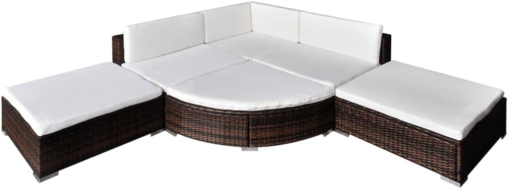 pokgdf, Zestaw wypoczynkowy, 695 x 695 x 525 mm, Szary/Biały, polirattan, modułowa konstrukcja, odporność na warunki atmosferyczne