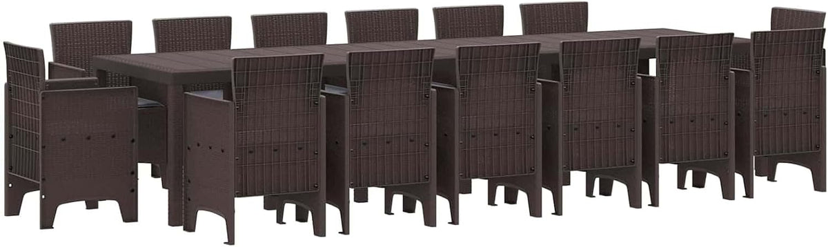 QZZCED, Zestaw wypoczynkowy, 350 x 100 x 74 cm, 67,8 kg, Brązowy, polirattan, ochrona UV