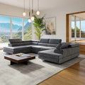 Sofa narożna, SOFILAND, 345 x 202 cm, Szary/Brązowy, funkcja spania, miejsce do przechowywania