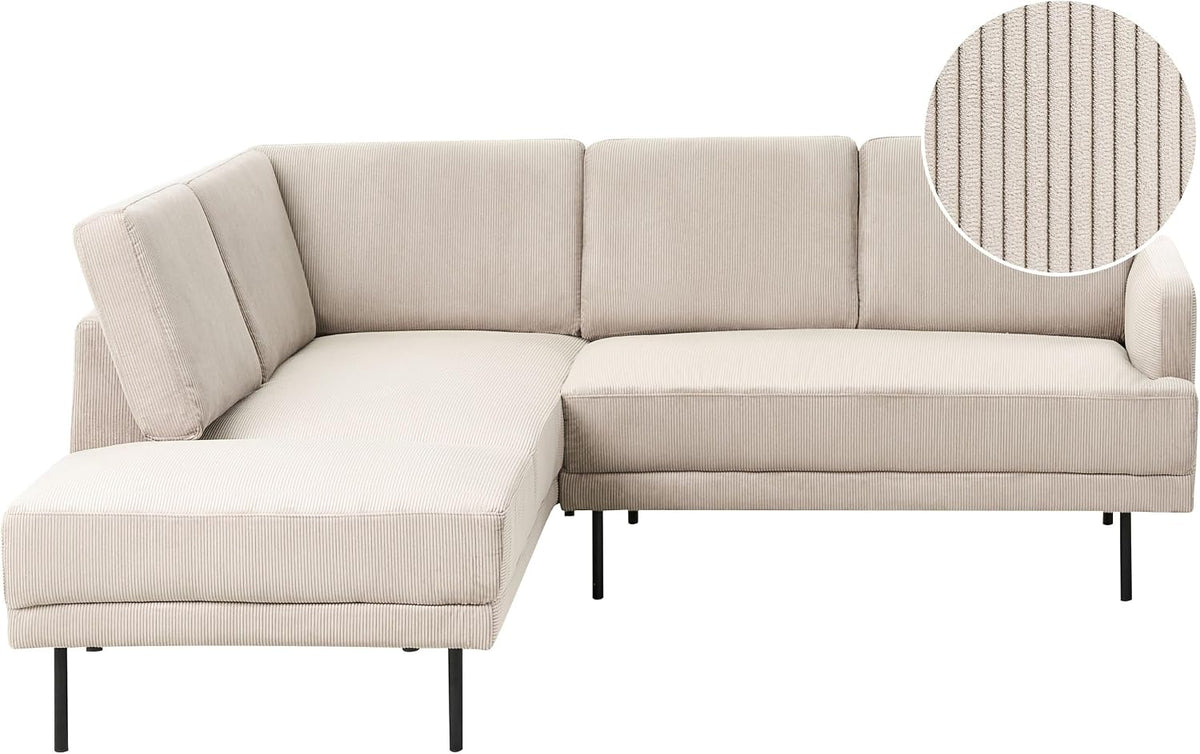 Beliani, Sofa, 180x74 cm, Czarny/Beżowy, sztruks, 4-osobowa