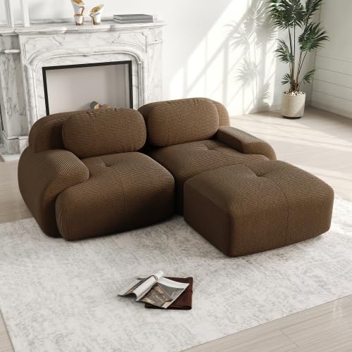 Sofa narożna, STAPERFO, 208 cm, Brązowy, sztruks, funkcja spania, modułowa konstrukcja