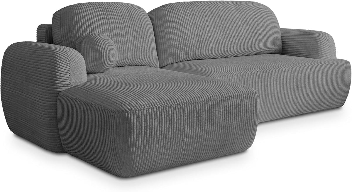 Sofa rozkładana, Masseno, 200x130 cm, Szary, płyta wiórowa, funkcja spania, miejsce do przechowywania