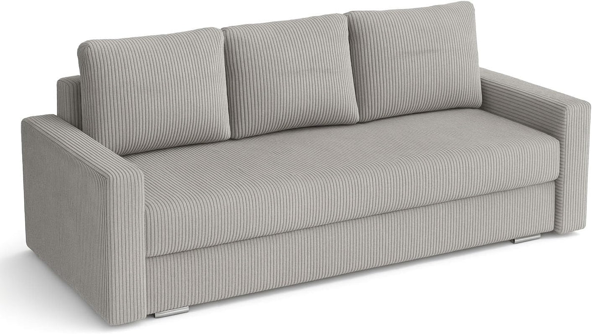 Bonni, Sofa rozkładana, 135 cm, Srebrny/Szary, sztruks, funkcja spania, miejsce do przechowywania