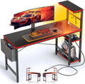 Biurko, Bestier, 117 cm, 1500 W, 120 V, Czarny, oświetlenie LED, USB