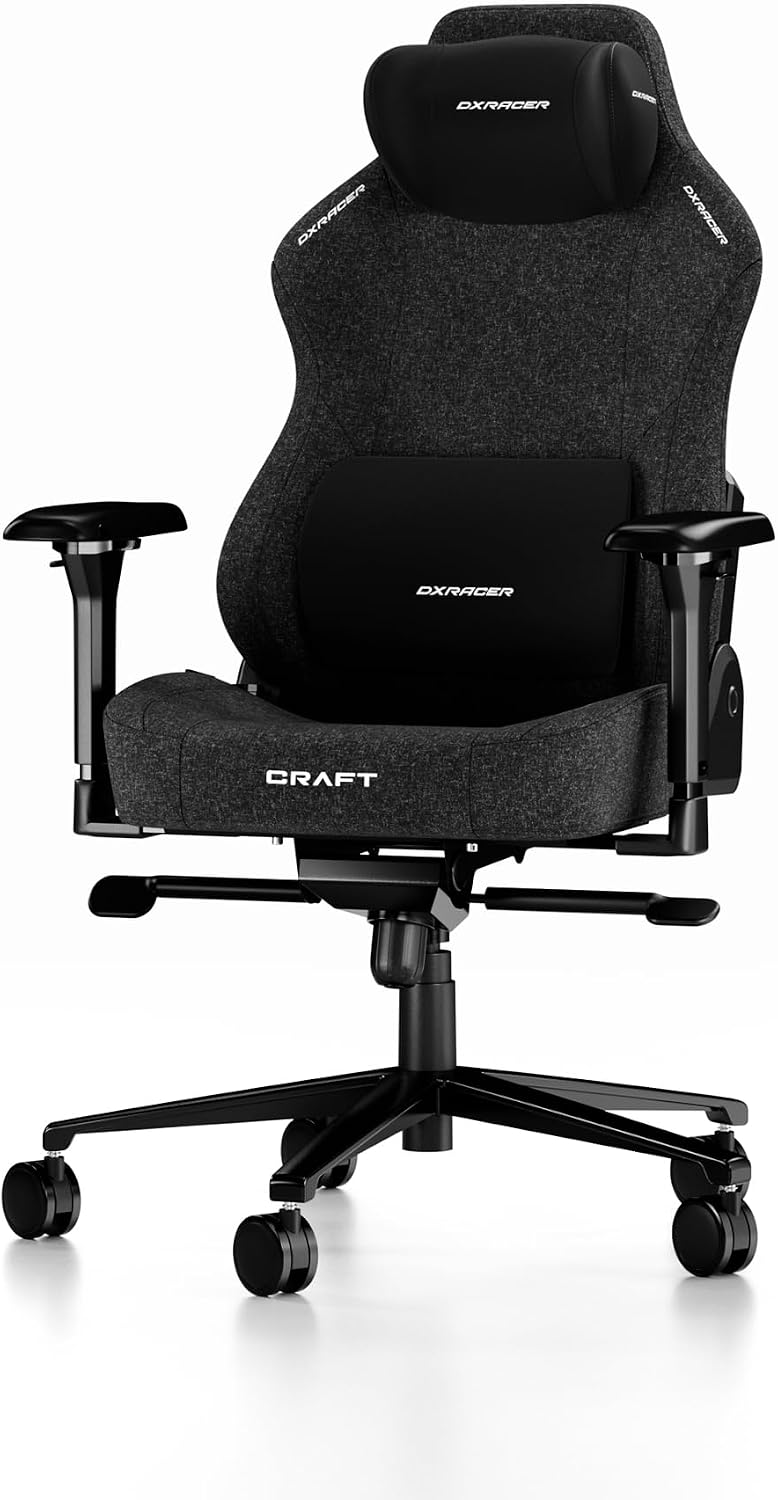 DXRacer, Fotel gamingowy, 185 cm, Czarny, regulowane podłokietniki, regulowane oparcie