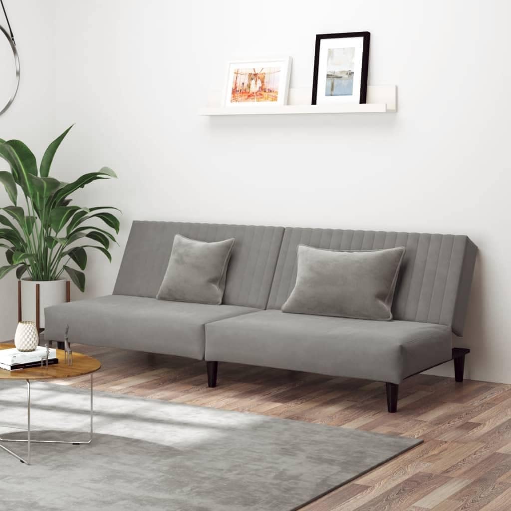 Sofa, FWIKDUN, 200 x 84,5 x 69 cm, 2 W, Szary, aksamit, 2-osobowa, funkcja spania, regulowane oparcie, 2 w 1