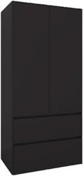 Szafa do sypialni, SerwisBox, 90 cm, Czarny, 2 szuflad