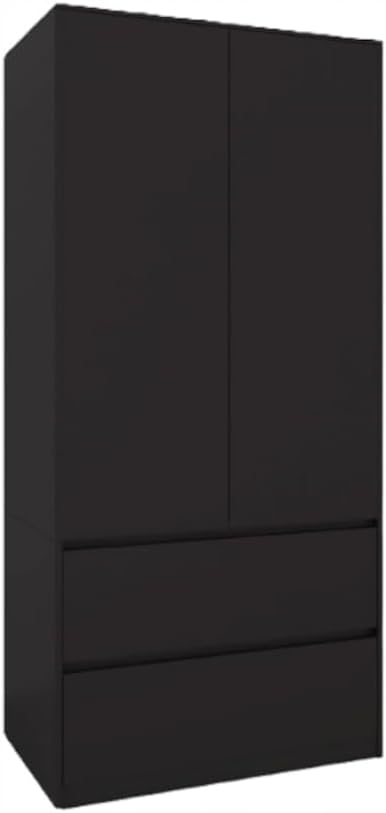 Szafa do sypialni, SerwisBox, 90 cm, Czarny, 2 szuflad