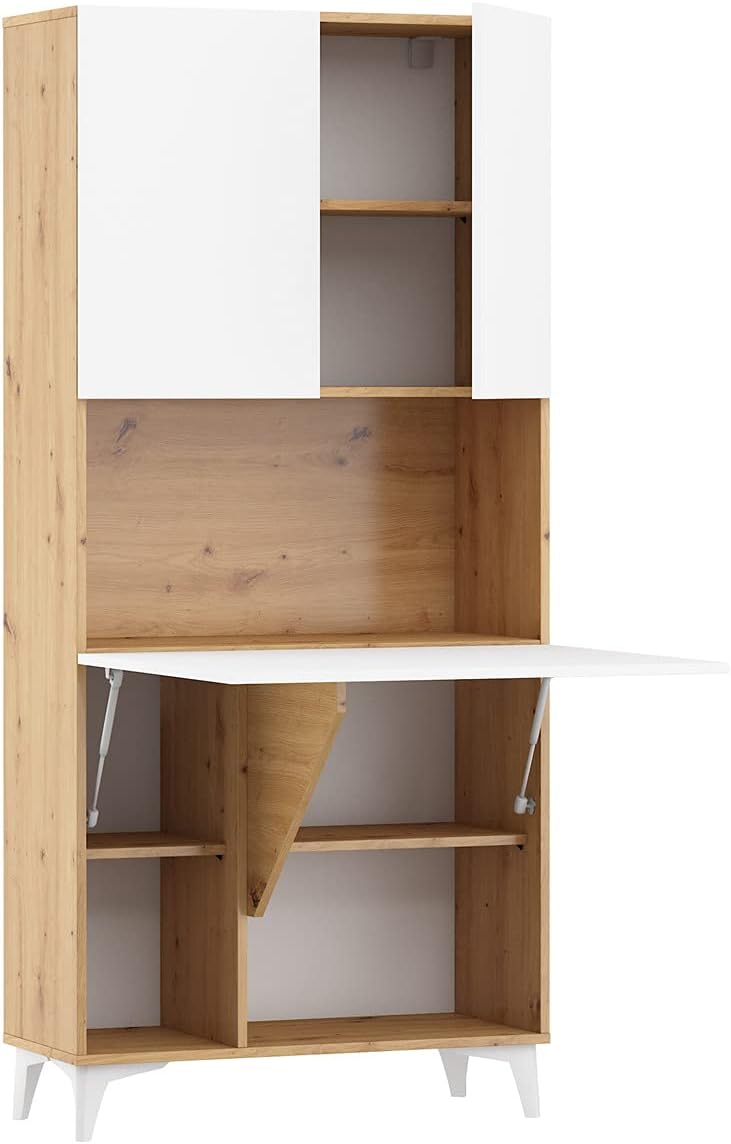Biurko, BIM Furniture, 79,6 x 64,2 cm, Brązowy/Biały, składana konstrukcja